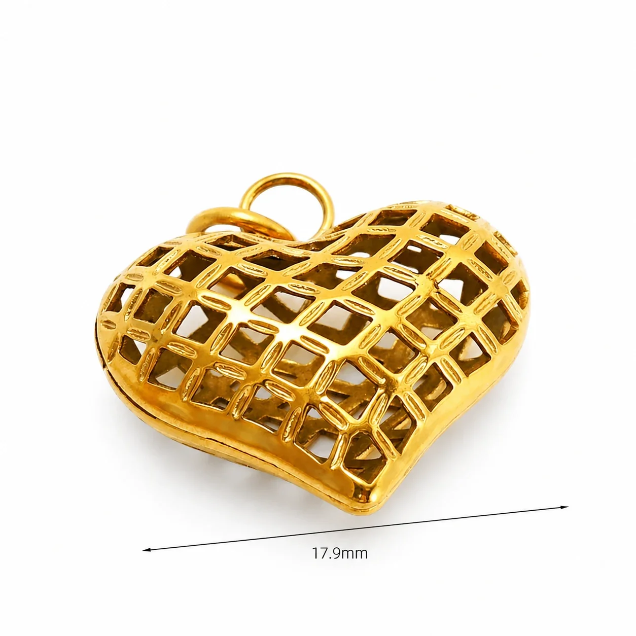 Lattice Heart 18K Gold-Plated 316 Stainless Steel Pendant Necklace - Only