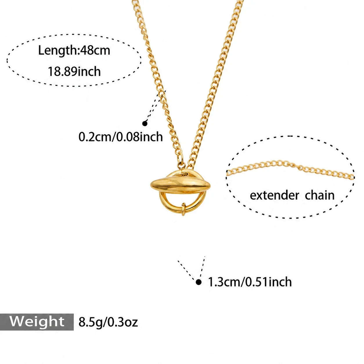 Heart & Geometric Pendant Necklaces in Stainless Steel - Gold Square , 48 cm