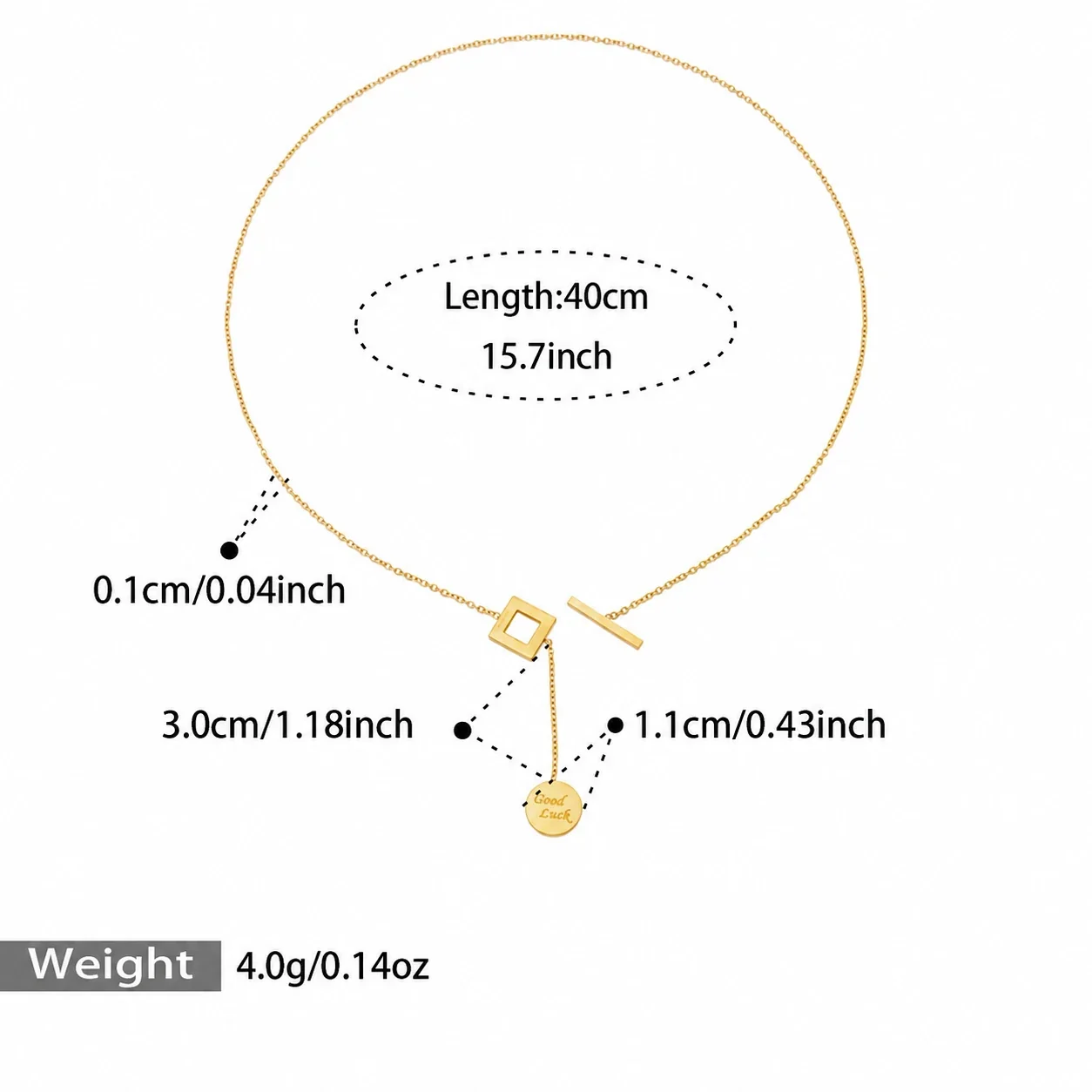 Heart & Geometric Pendant Necklaces in Stainless Steel - Gold Geometric , 40 cm