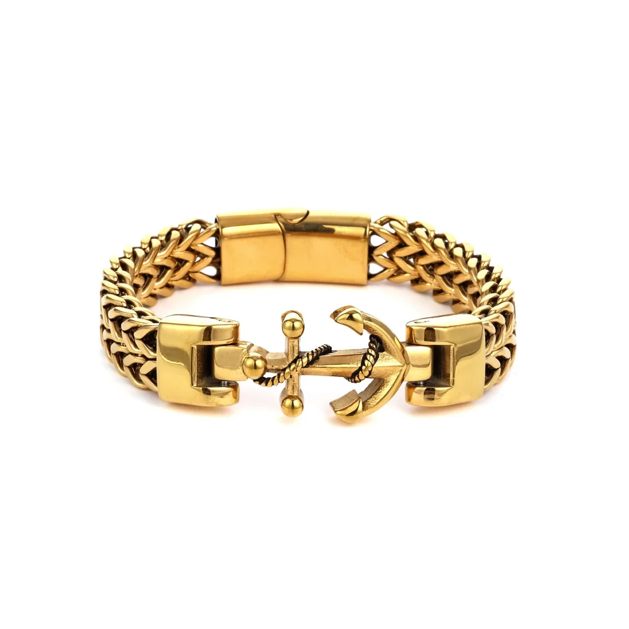 Cuban Bracelet Pavé Clasp 316 Stainless Steel Gold PVD - 12 mm x 21 cm Gold