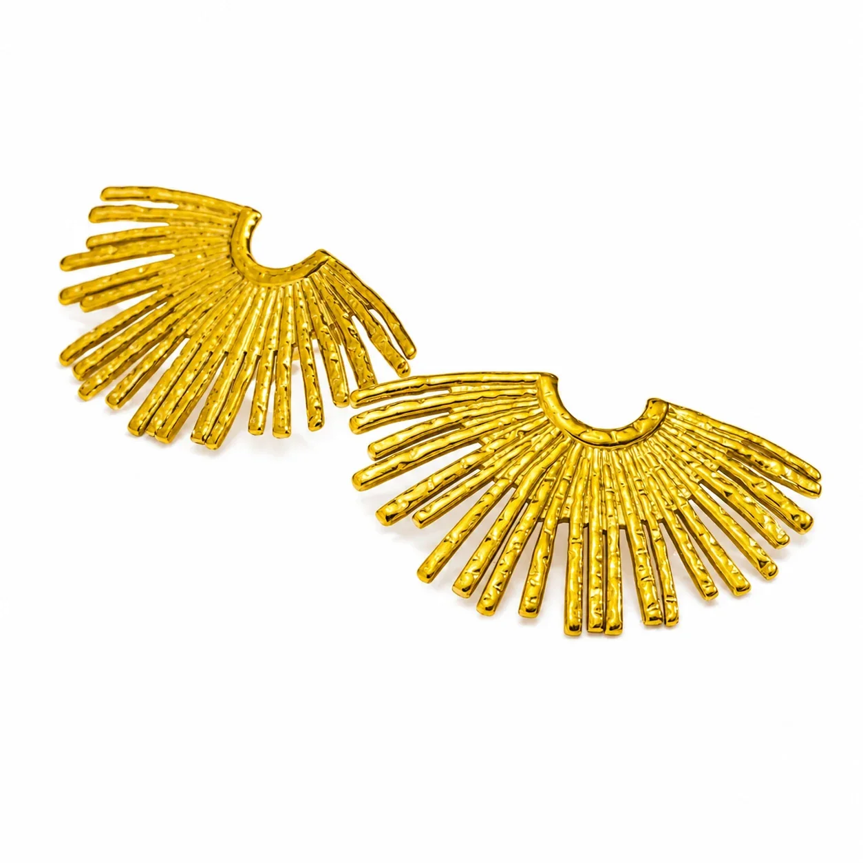 PVD Gold Radiating Fan Stud Earrings with 316 Posts