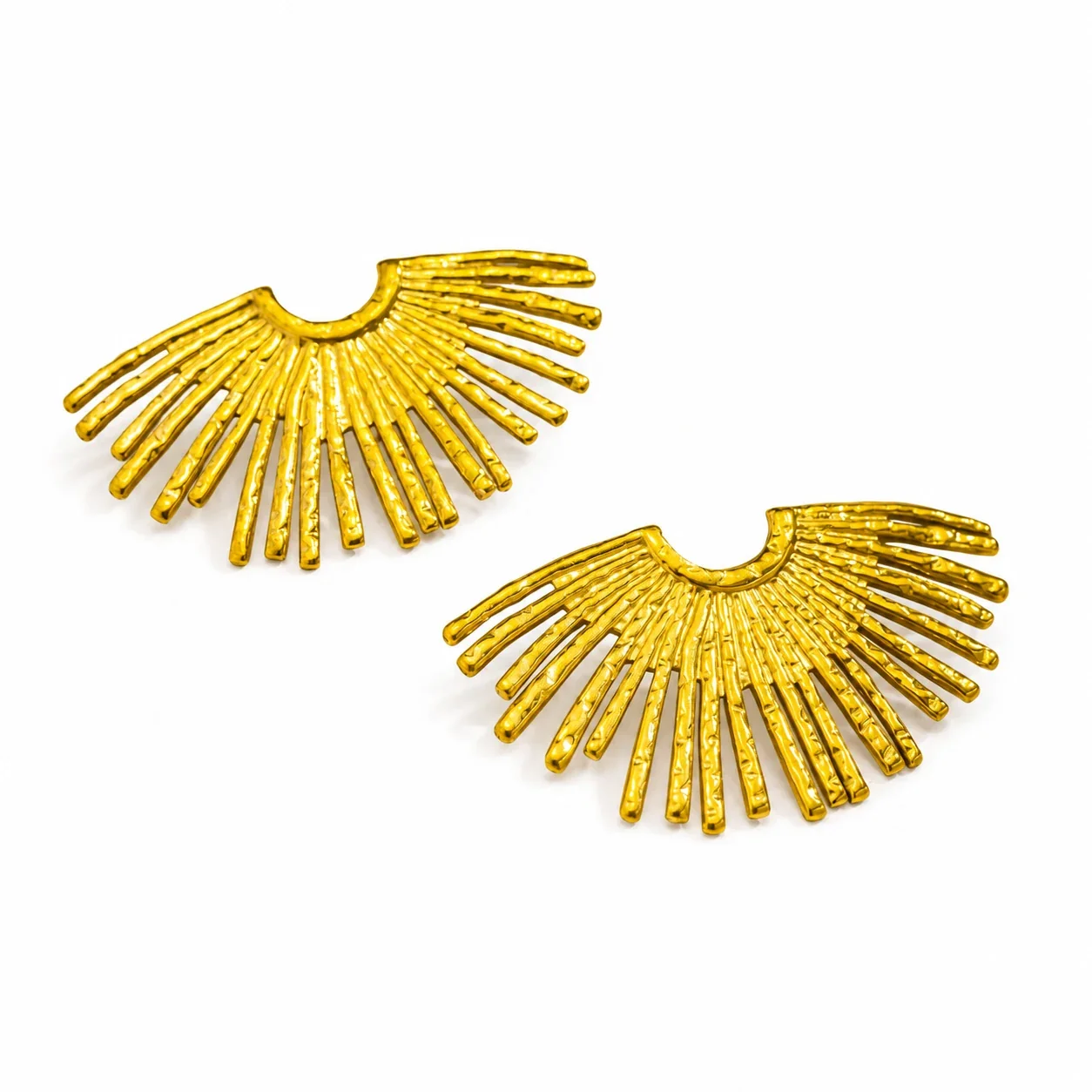 PVD Gold Radiating Fan Stud Earrings with 316 Posts