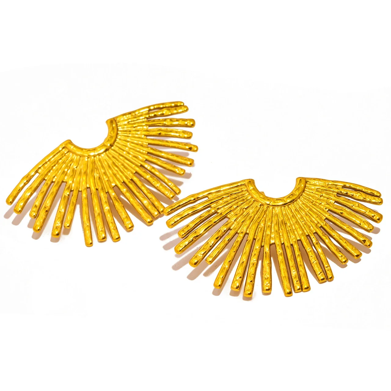 PVD Gold Radiating Fan Stud Earrings with 316 Posts
