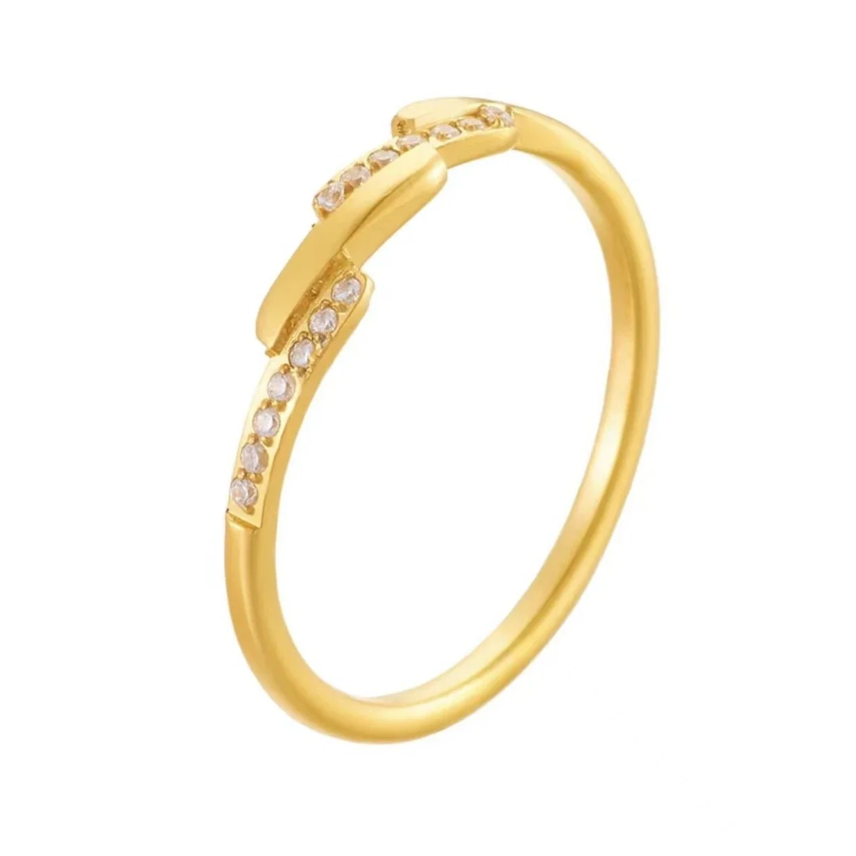 Angular Plated Stainless Steel Pavé Step Band Ring