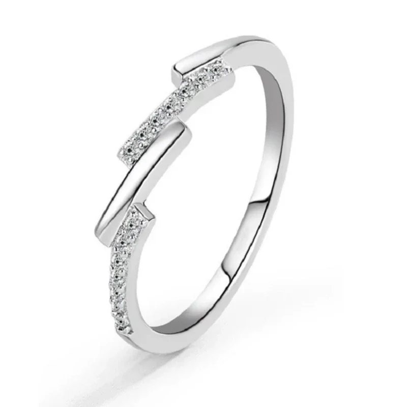 Angular Plated Stainless Steel Pavé Step Band Ring
