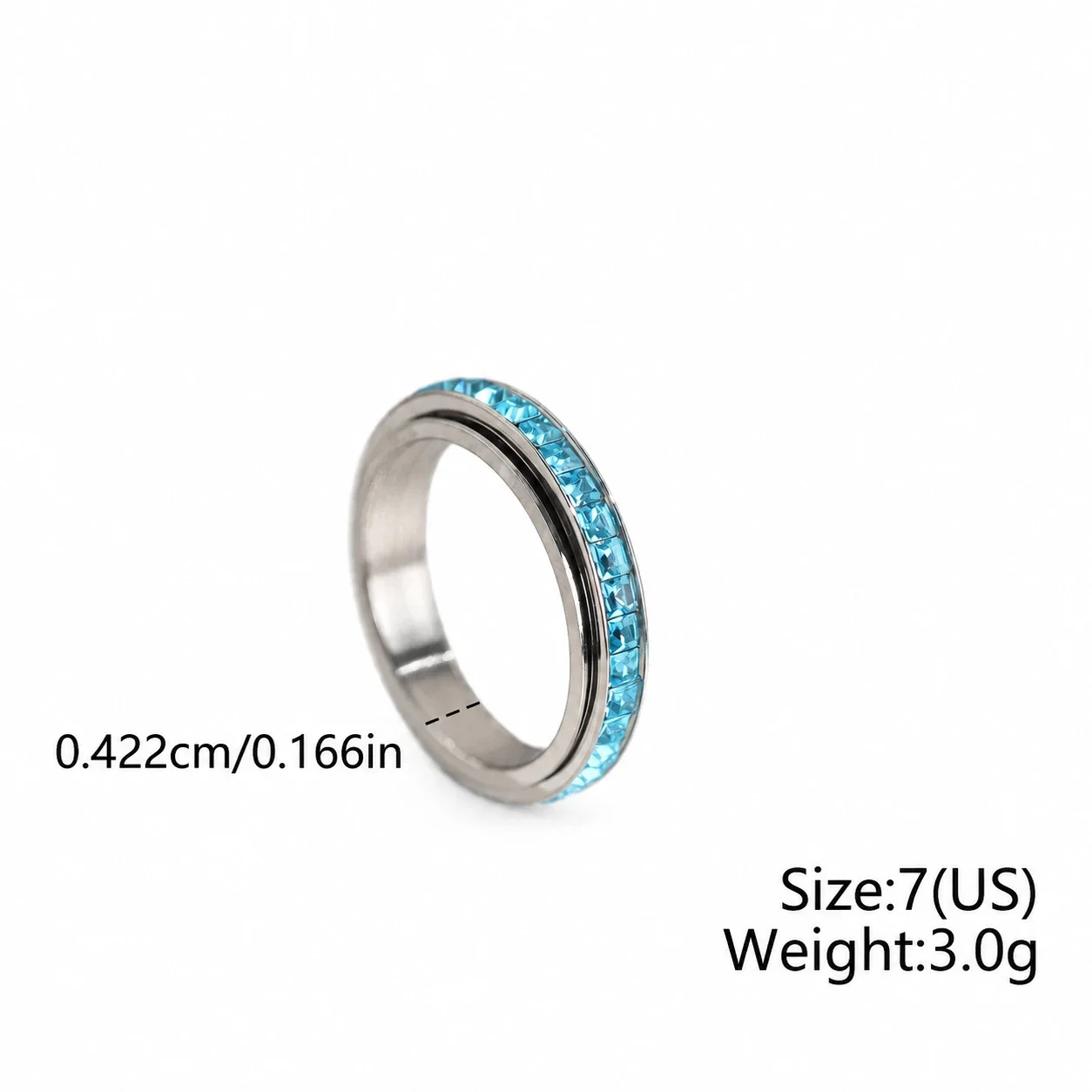 Draaiende ring met kanaalgezette kristallen van roestvrij staal productfoto