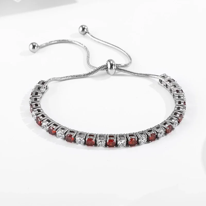 Polished 316 Stainless Steel Round CZ Tennis Bracelet