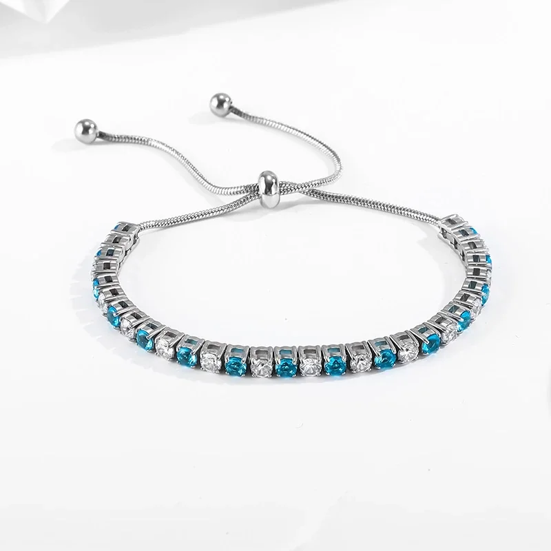 Polished 316 Stainless Steel Round CZ Tennis Bracelet