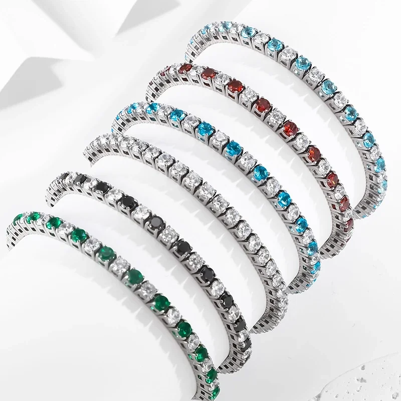 Polished 316 Stainless Steel Round CZ Tennis Bracelet