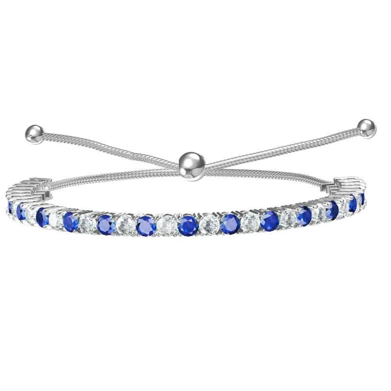 Polished 316 Stainless Steel Round CZ Tennis Bracelet - Sea Blue Gradient