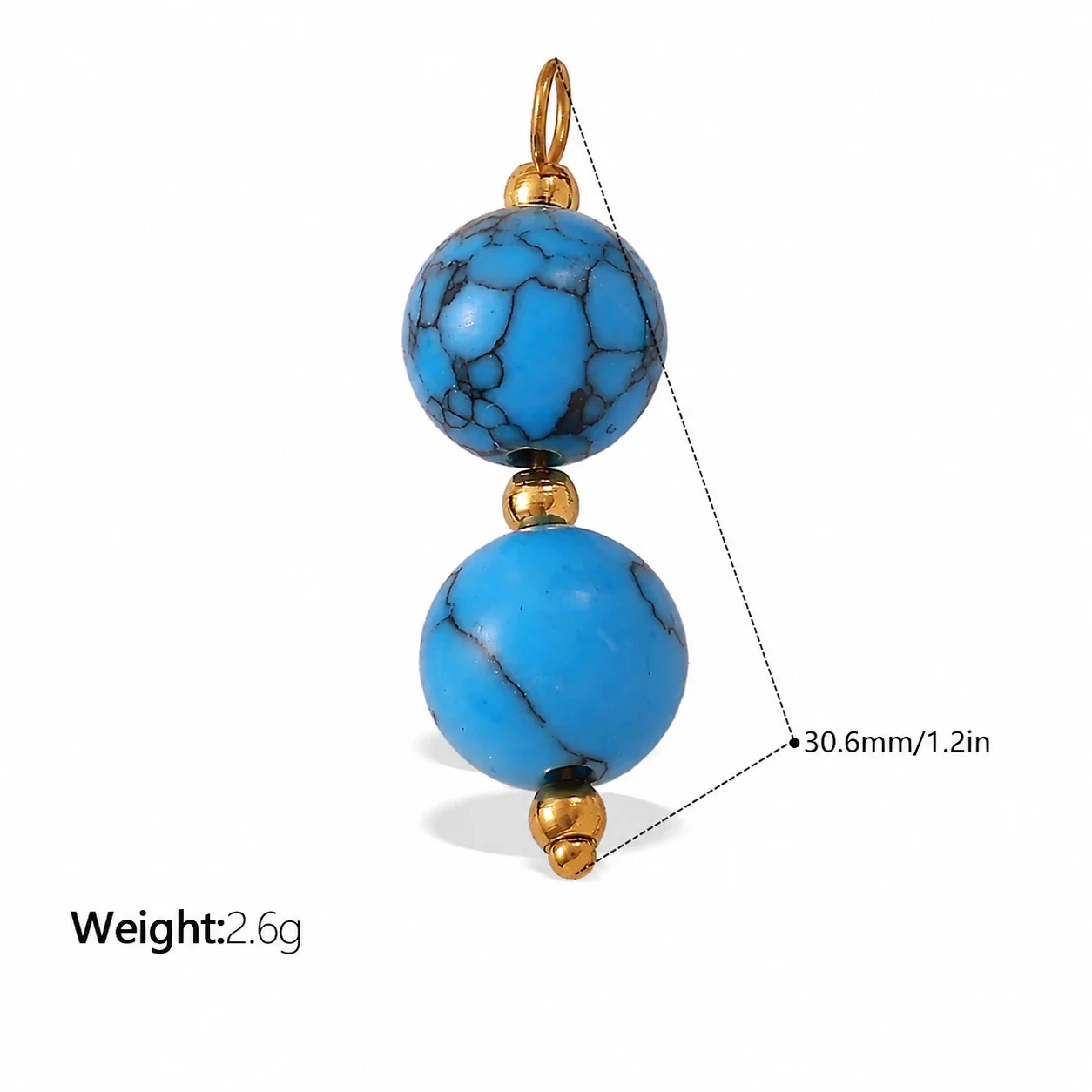 Pendant Charms, Enamel Hearts & Beads, 18K Gold-Plated Stainless Steel - Dark Blue
