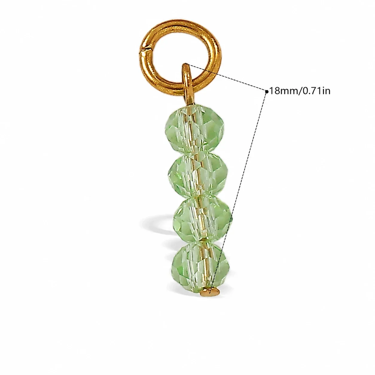 Pendant Charms, Enamel Hearts & Beads, 18K Gold-Plated Stainless Steel - Light Green
