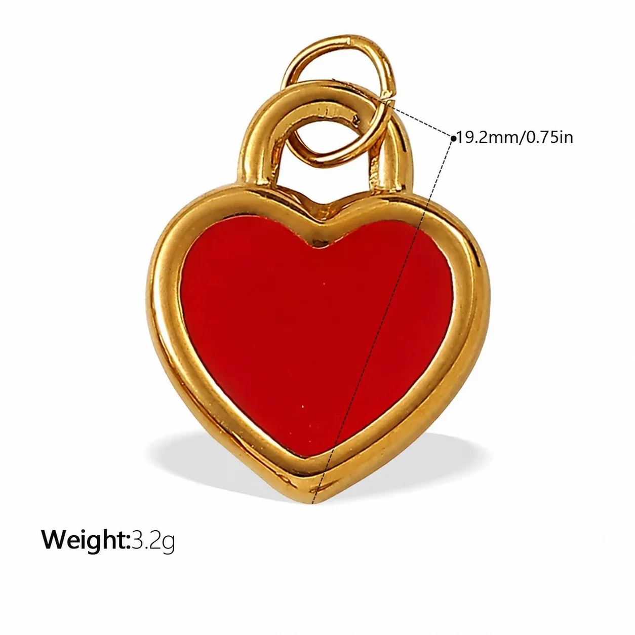 Pendant Charms, Enamel Hearts & Beads, 18K Gold-Plated Stainless Steel - Red