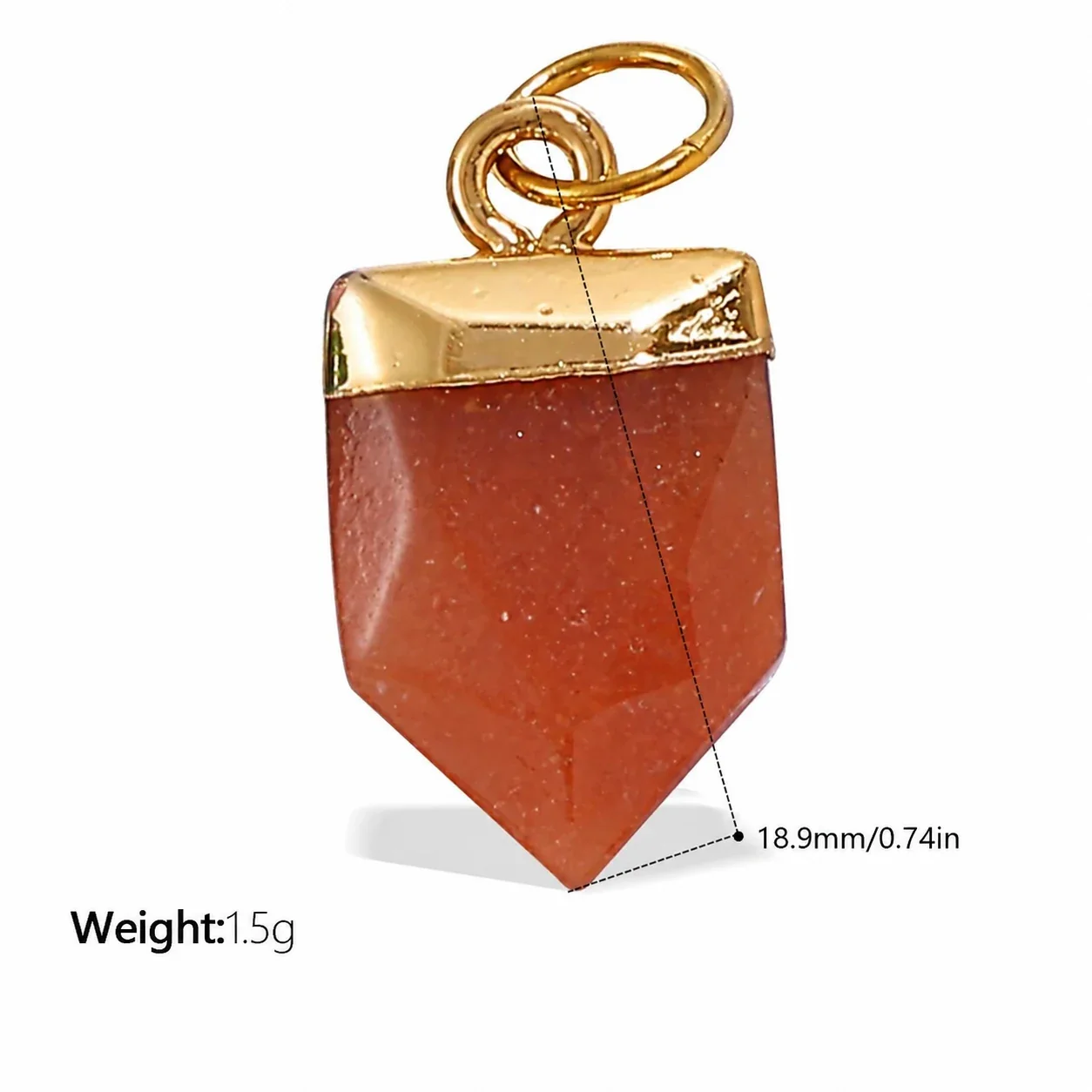 Pendant Charms, Enamel Hearts & Beads, 18K Gold-Plated Stainless Steel - Orange-Red Natural Stone