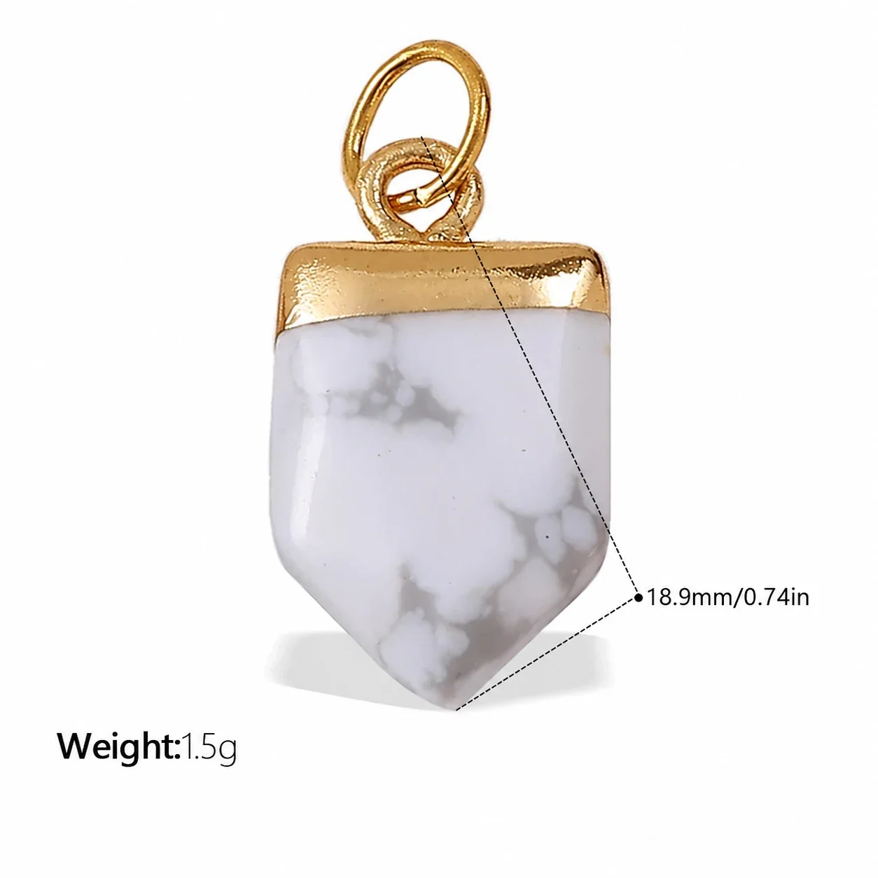 Pendant Charms, Enamel Hearts & Beads, 18K Gold-Plated Stainless Steel - White
