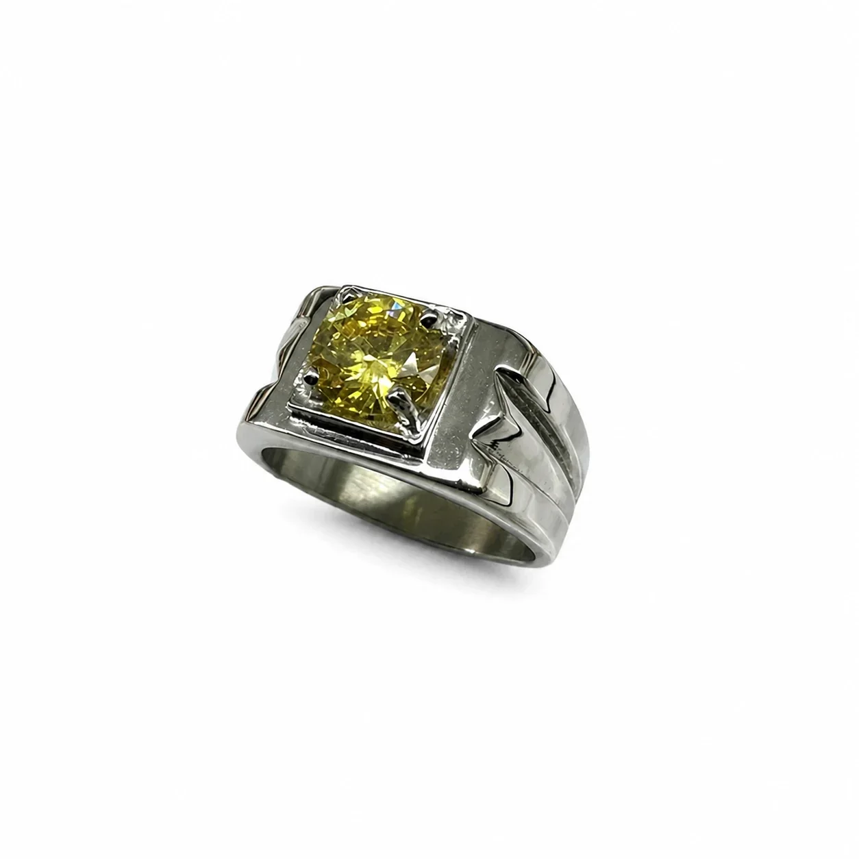 Bold 316 Stainless Steel Round Stone Signet Ring