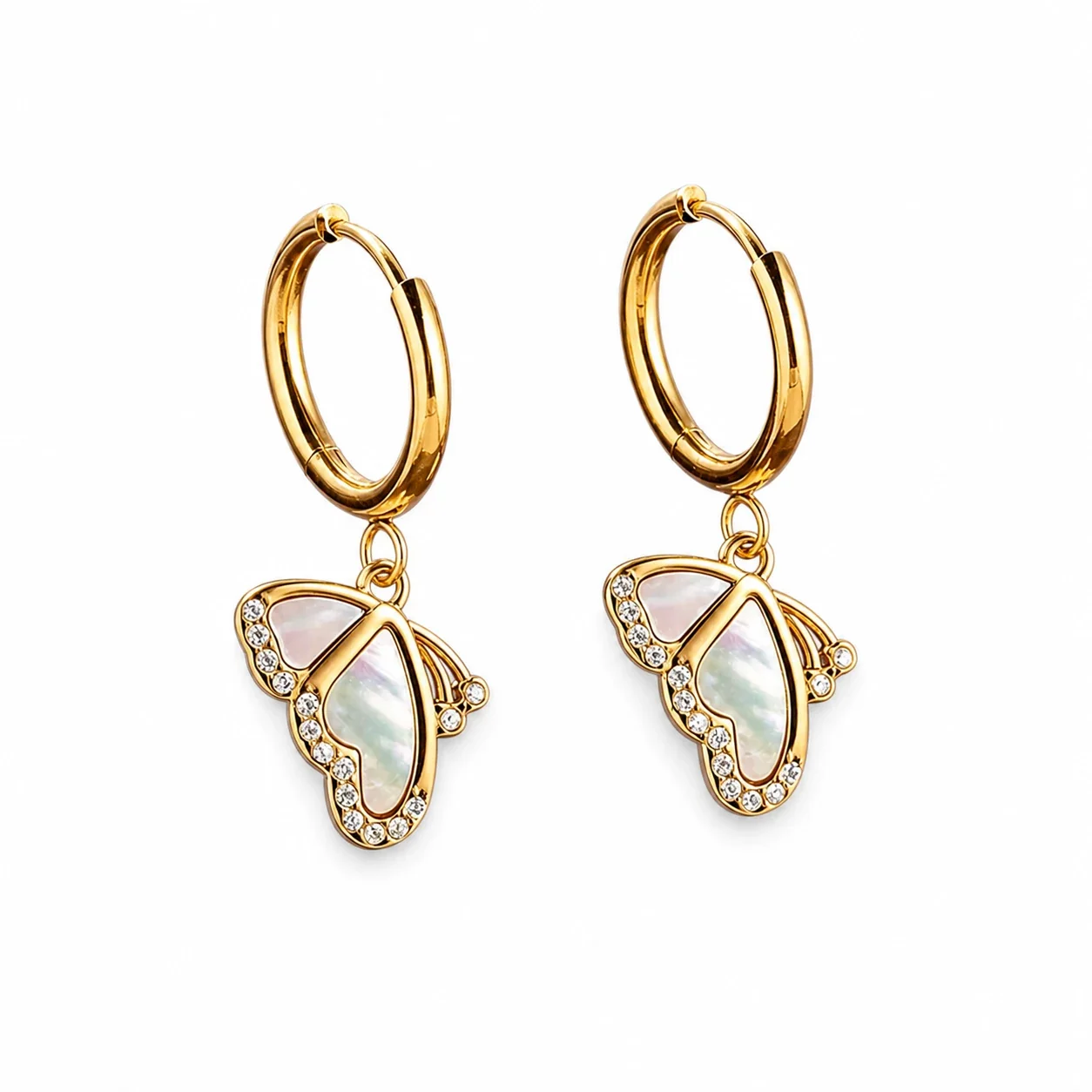 Polished 316 Stainless Cushion CZ Hoop Earrings