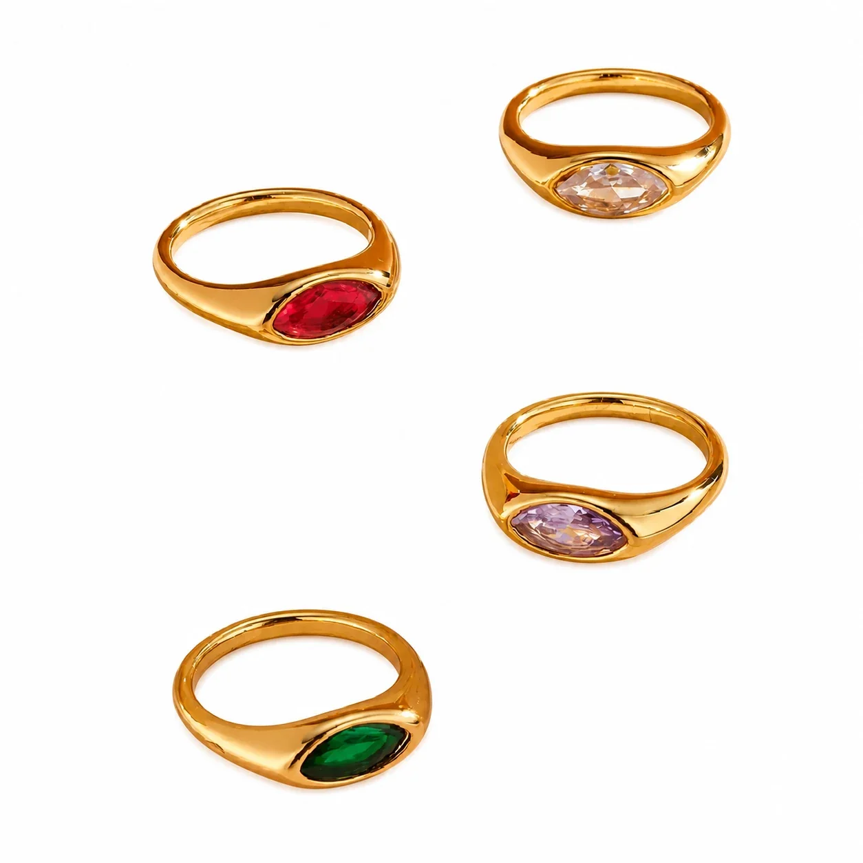 Sculpted 316 Stainless Steel Marquise CZ Signet Ring