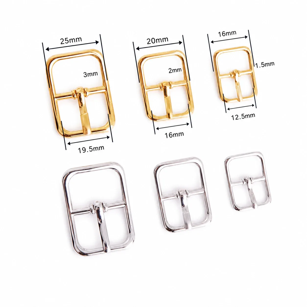 Polished Stainless Steel Rectangle Pin Buckle Accessory
