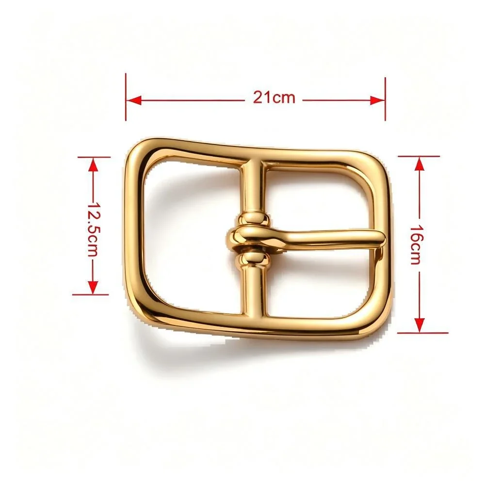 Polished Stainless Steel Rectangle Pin Buckle Accessory - Gold 42G