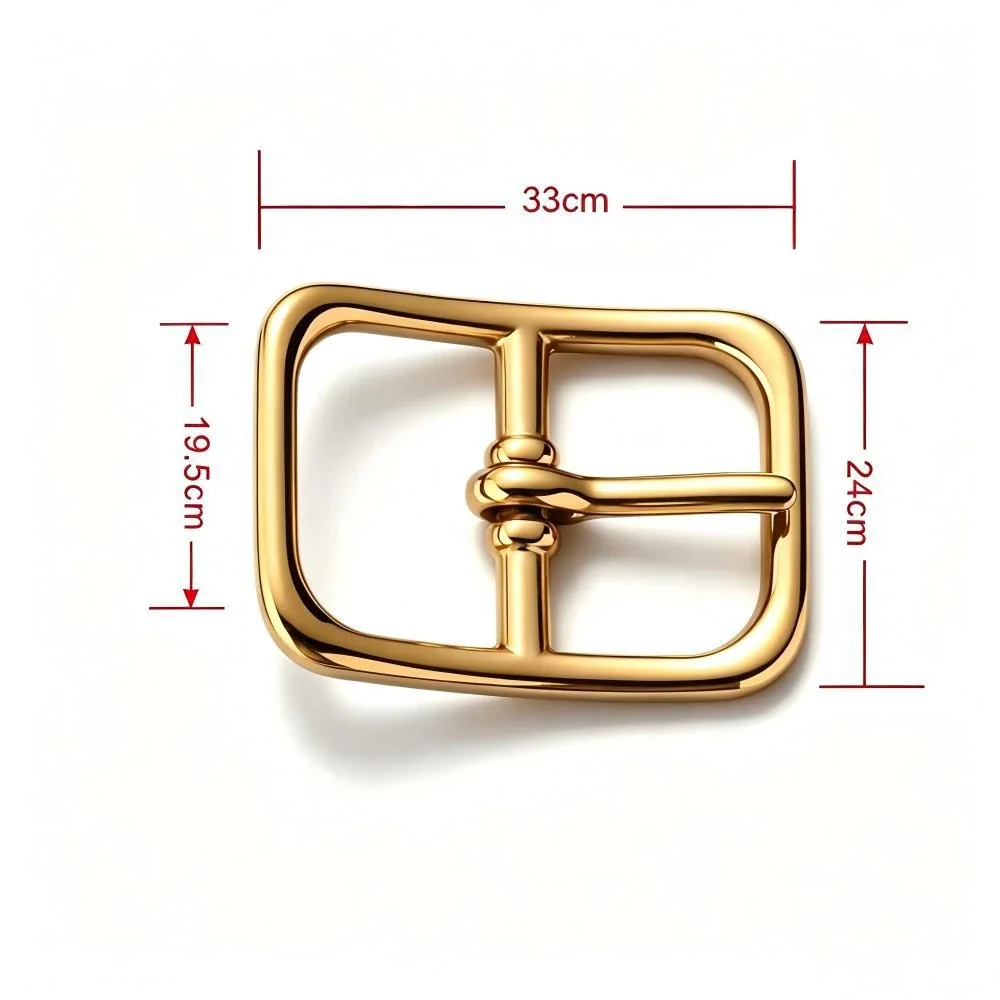 Polished Stainless Steel Rectangle Pin Buckle Accessory - Gold