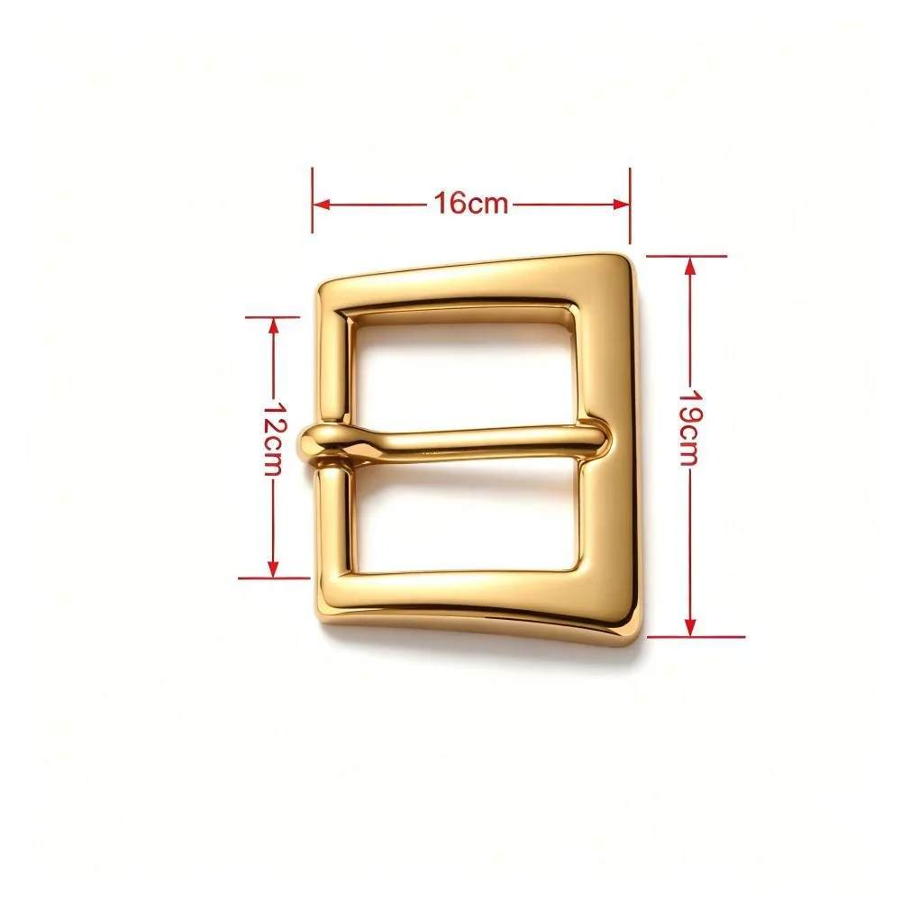 Polished Stainless Steel Rectangle Pin Buckle Accessory - Gold 43G
