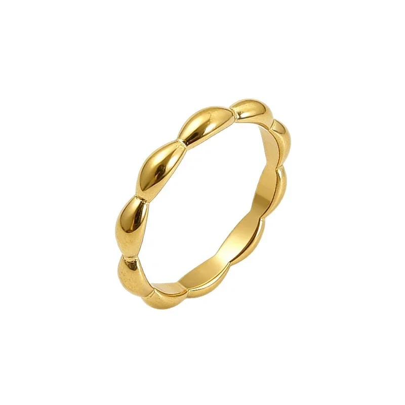 Sculptural 316 Stainless Steel Oval Bead Band Ring