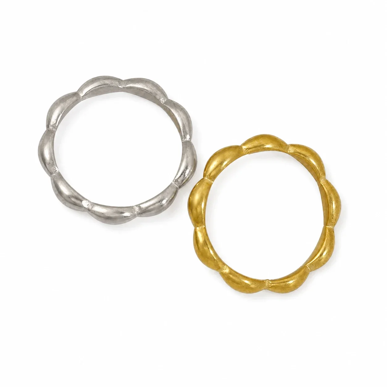Sculptural 316 Stainless Steel Oval Bead Band Ring