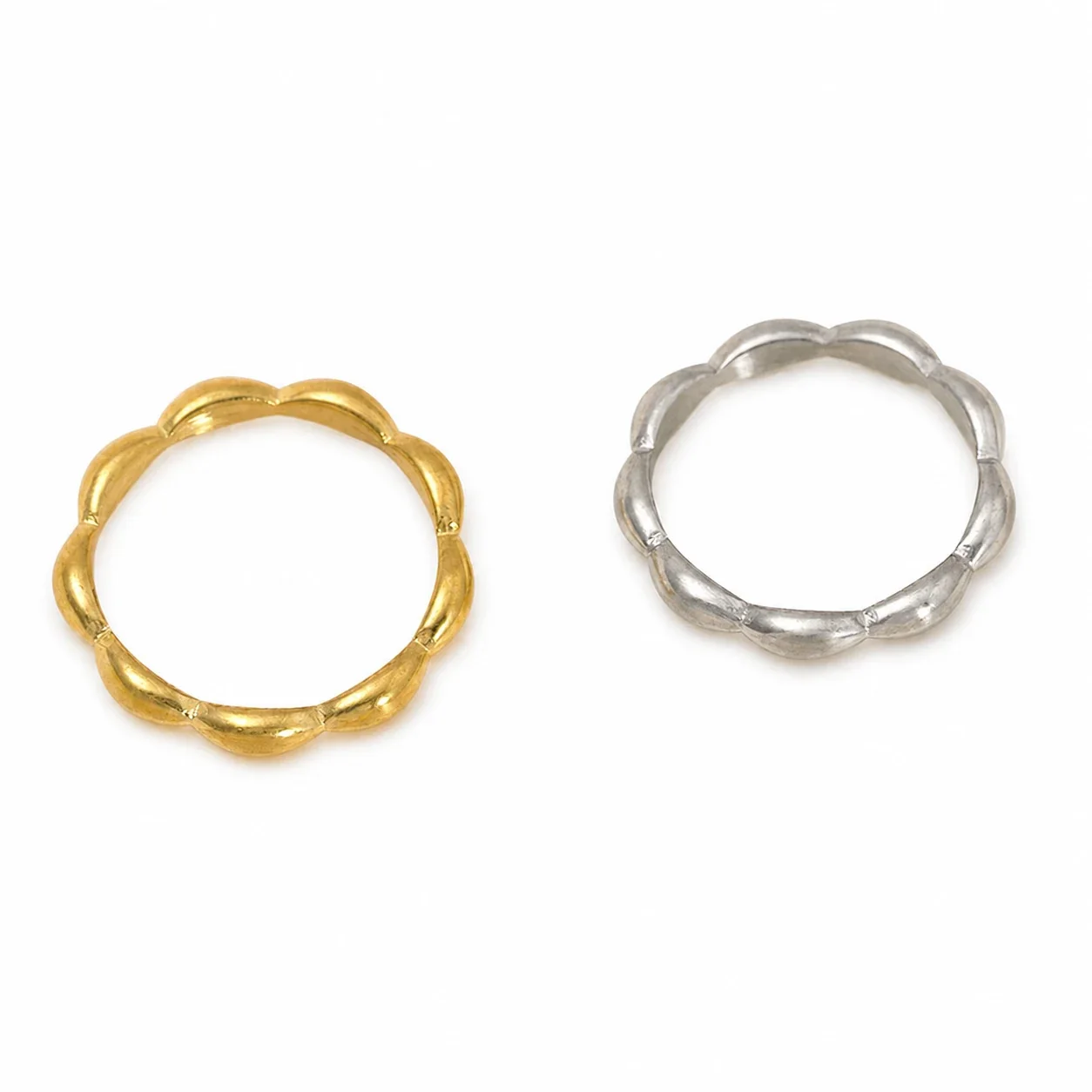 Sculptural 316 Stainless Steel Oval Bead Band Ring