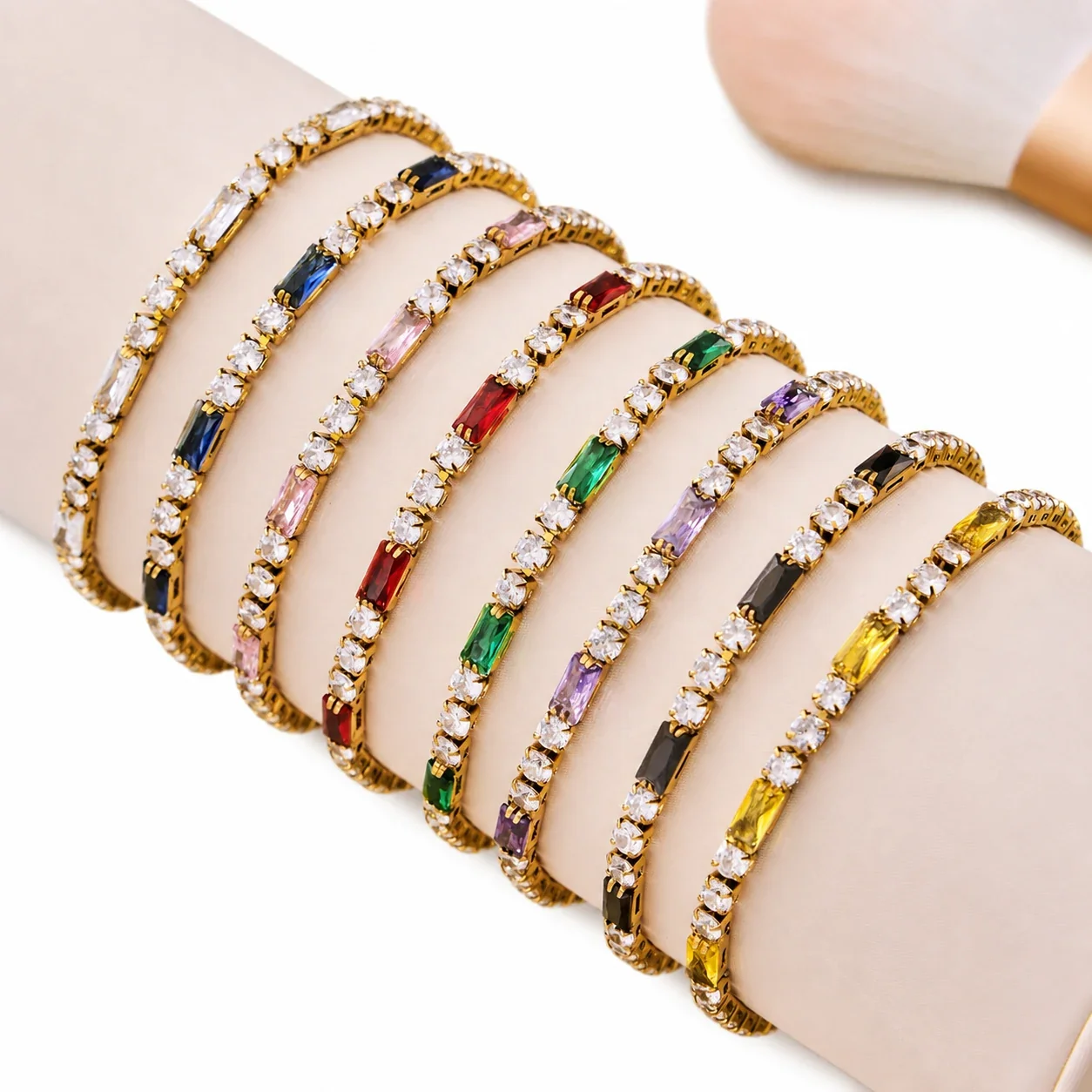 Refined Gold-Plated Baguette & Prong CZ Bracelet