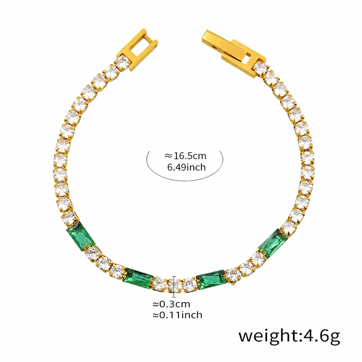 Refined Gold-Plated Baguette & Prong CZ Bracelet - Red CZ