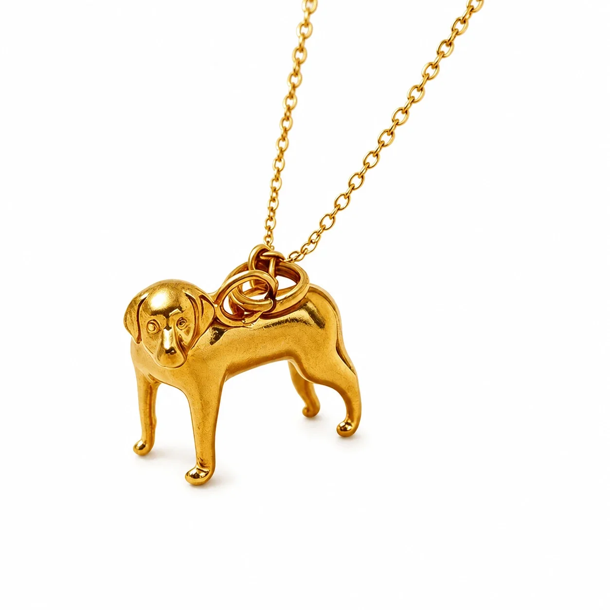 Sculptural 316 Stainless Steel Gold PVD Dog & Bird Necklace