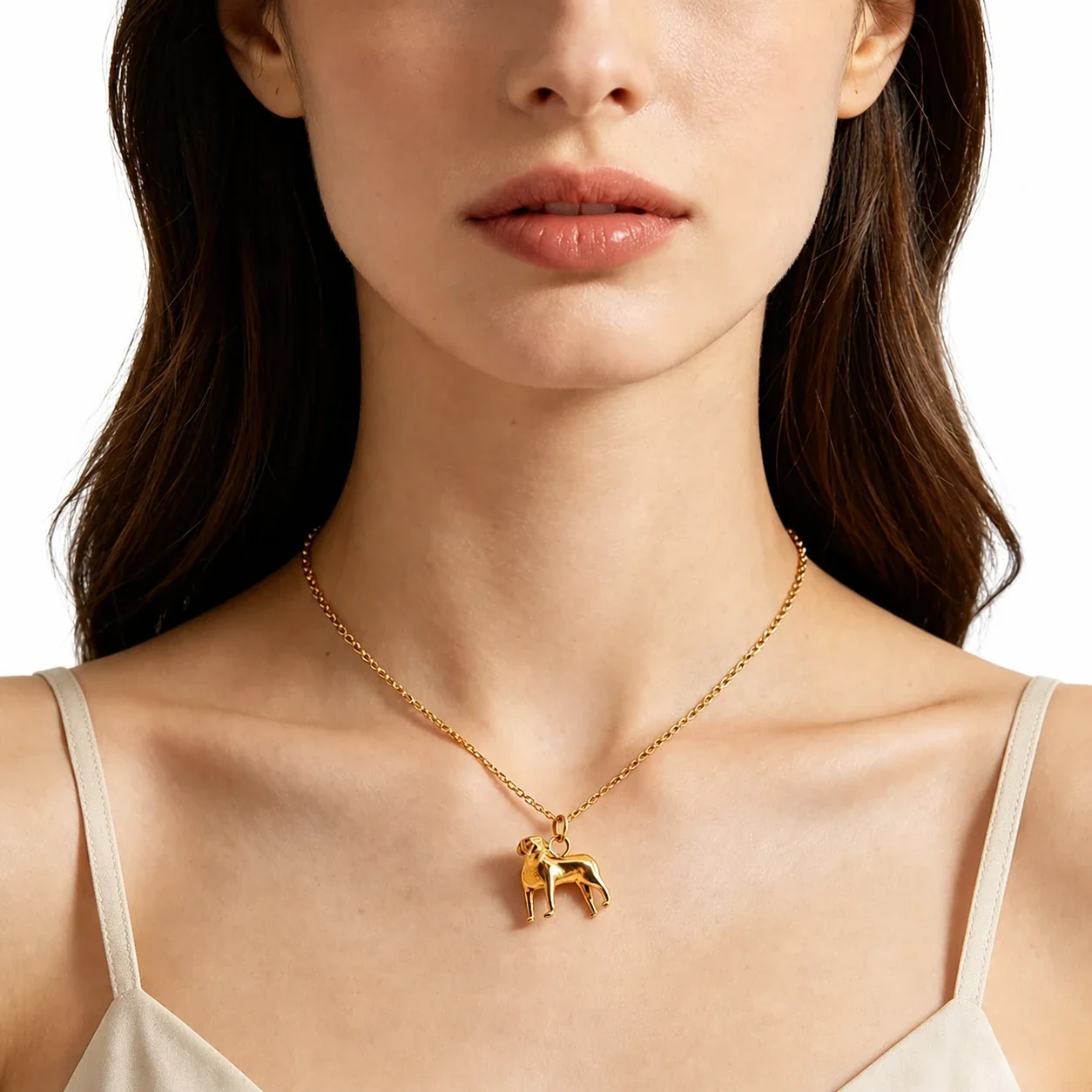 Sculptural 316 Stainless Steel Gold PVD Dog & Bird Necklace