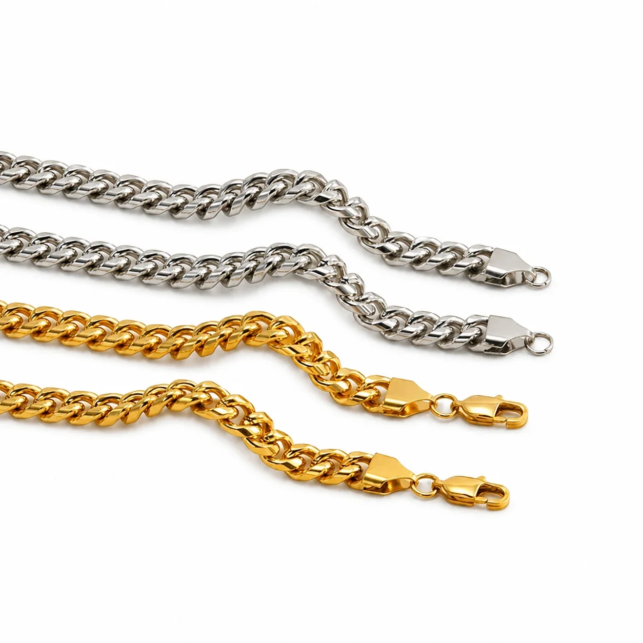 Polished Stainless Steel Curb Link Lobster Clasp Chain Necklace