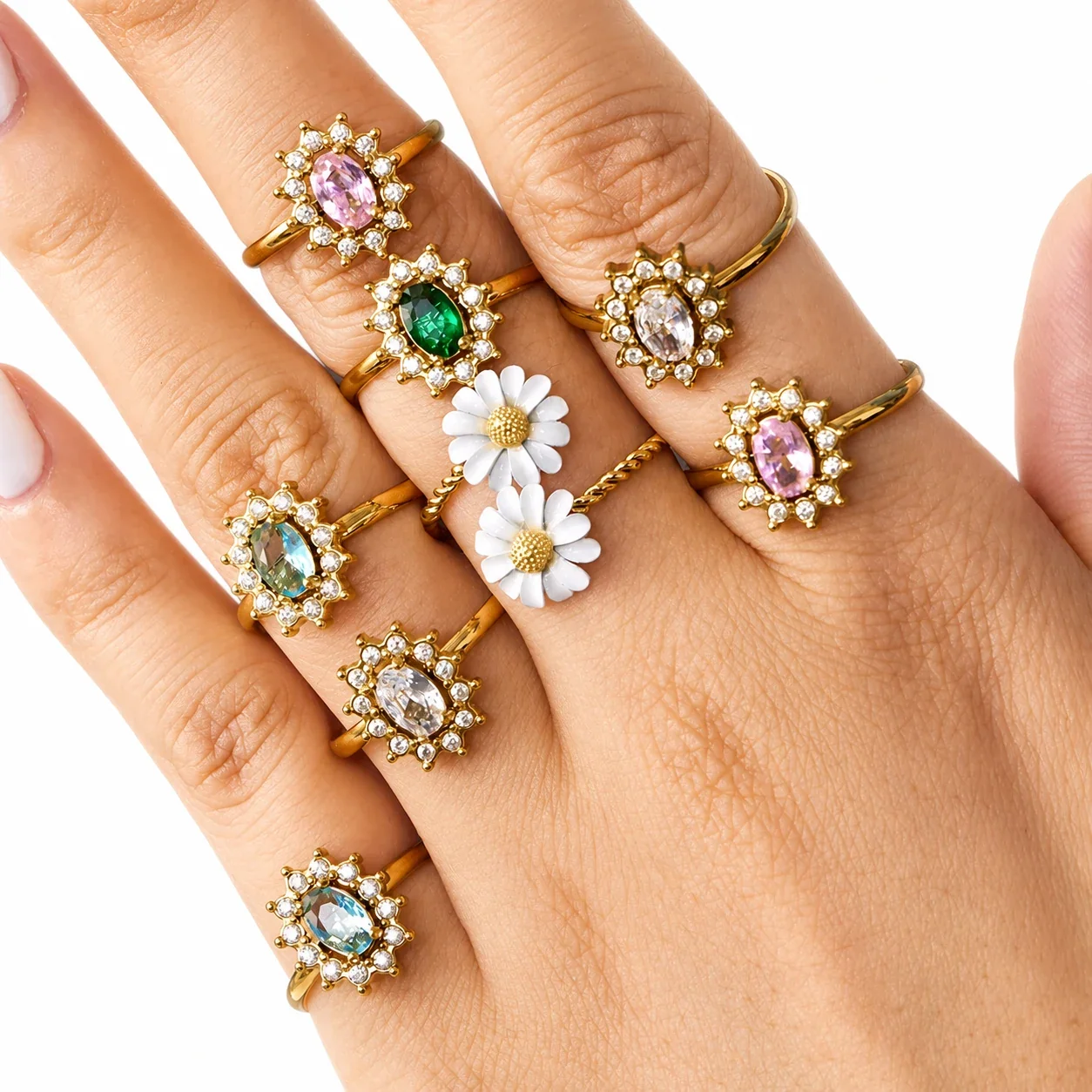 Dainty 316 Stainless Steel Oval CZ Stacking Ring