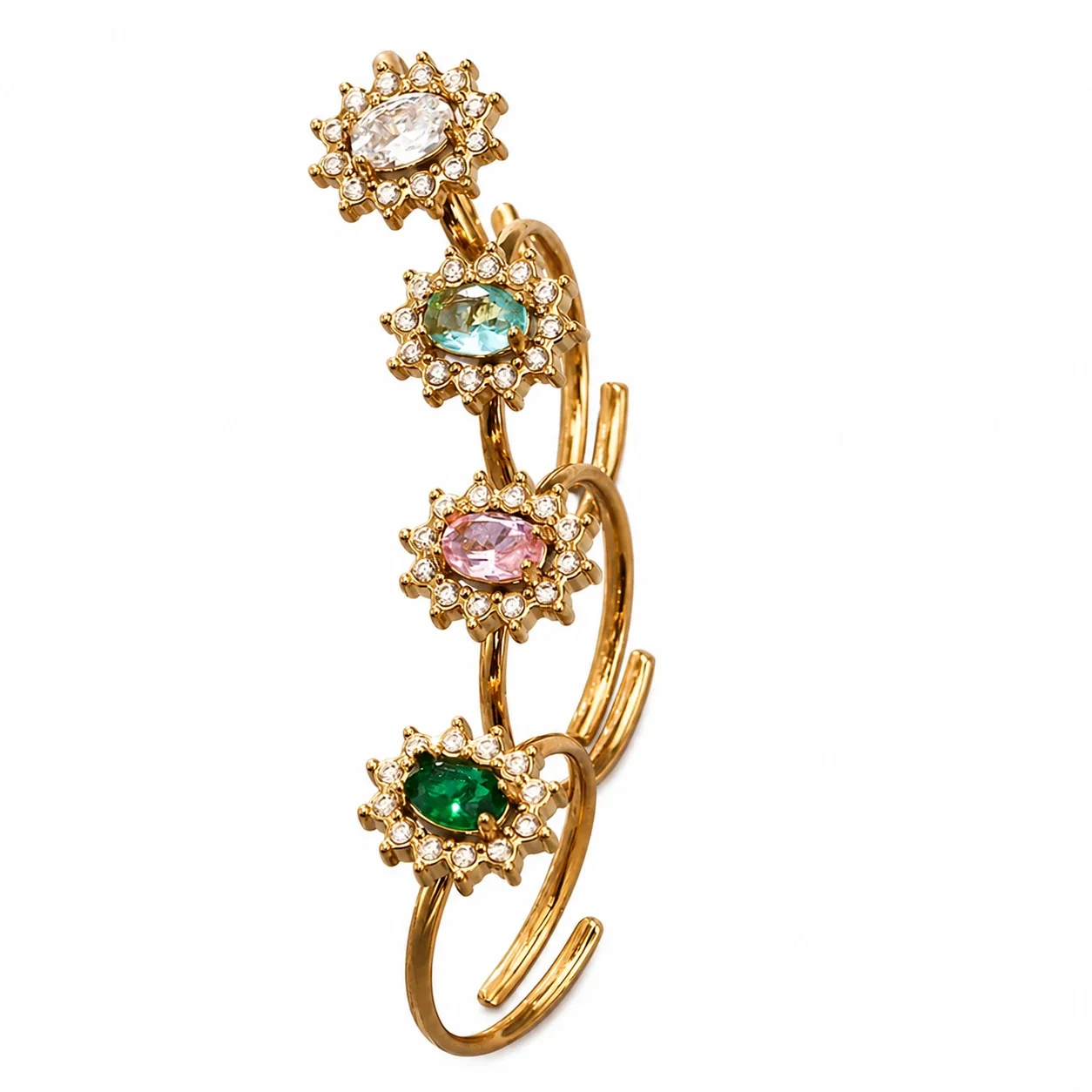 Dainty 316 Stainless Steel Oval CZ Stacking Ring