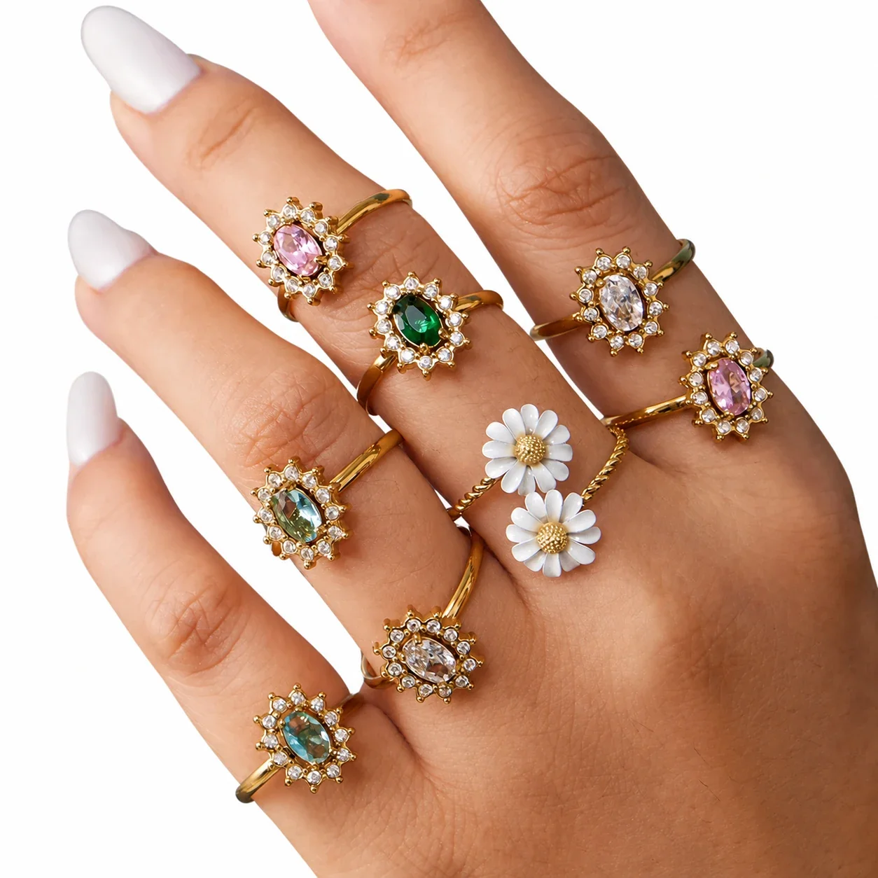 Dainty 316 Stainless Steel Oval CZ Stacking Ring