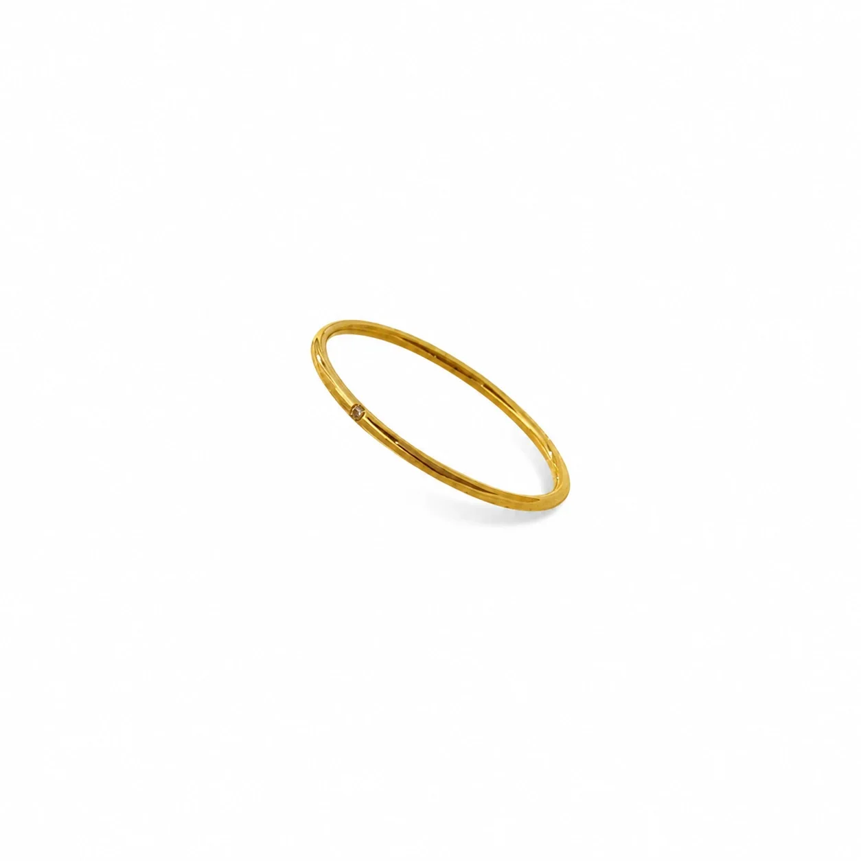 Delicate Slim Round-Wire Crystal 18K Gold-Plated 316 Ring