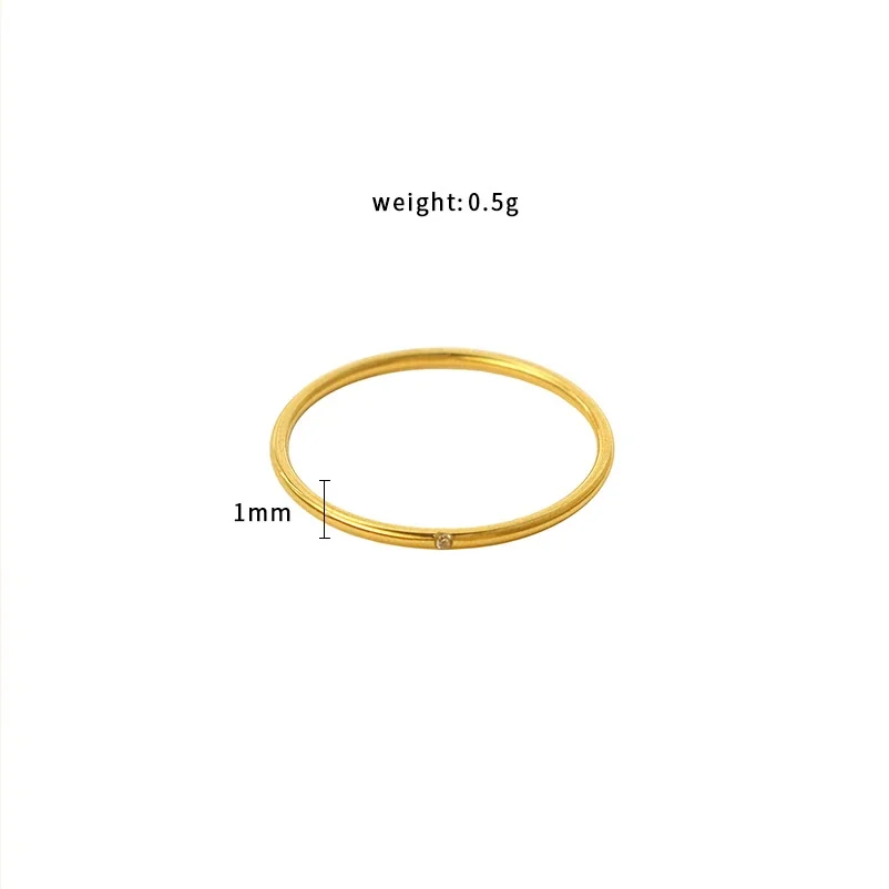 Delicate Slim Round-Wire Crystal 18K Gold-Plated 316 Ring - Gold