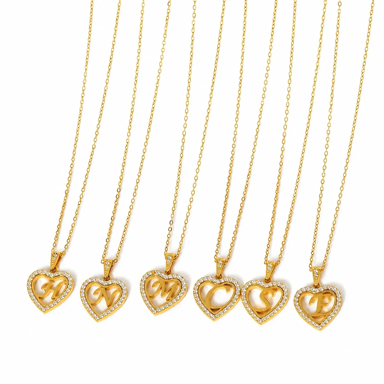 Personal 316 Stainless Steel CZ Heart Initial Necklace