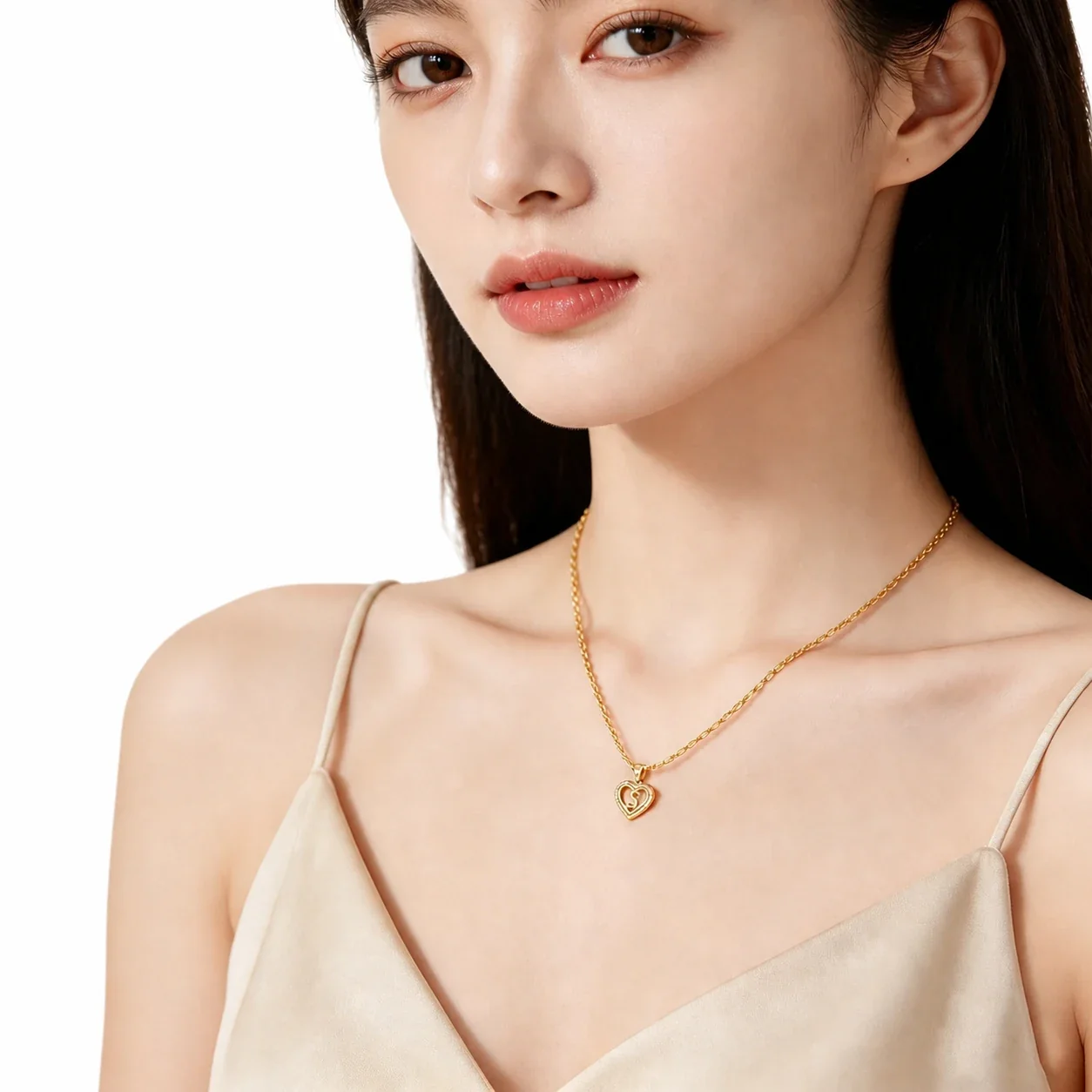Personal 316 Stainless Steel CZ Heart Initial Necklace