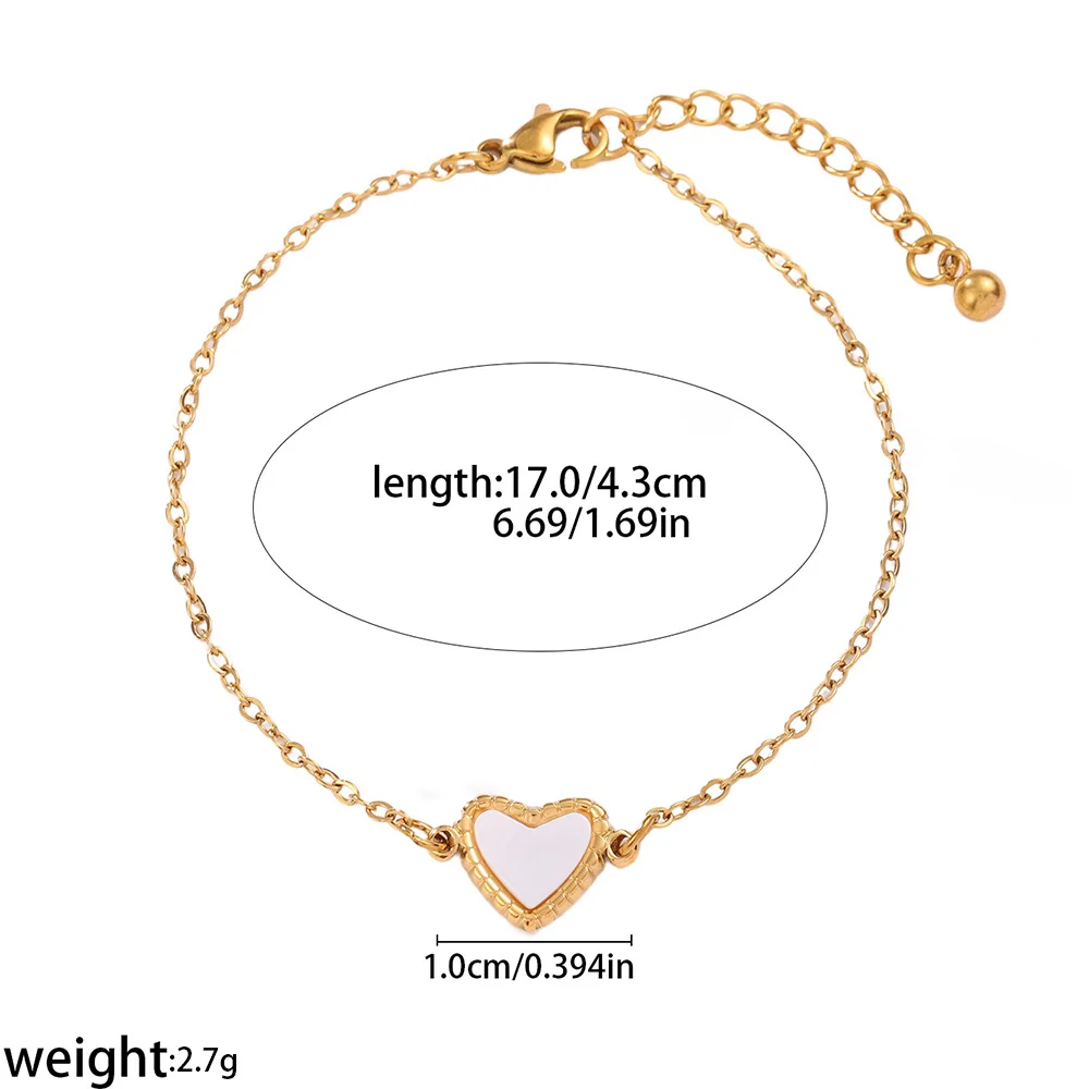 Produktfoto: Armband mit weißer Herzeinlage, 18K vergoldeter 316 Edelstahl