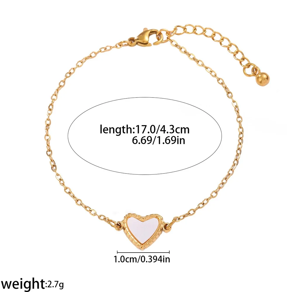Produktfoto: Armband mit weißer Herzeinlage, 18K vergoldeter 316 Edelstahl