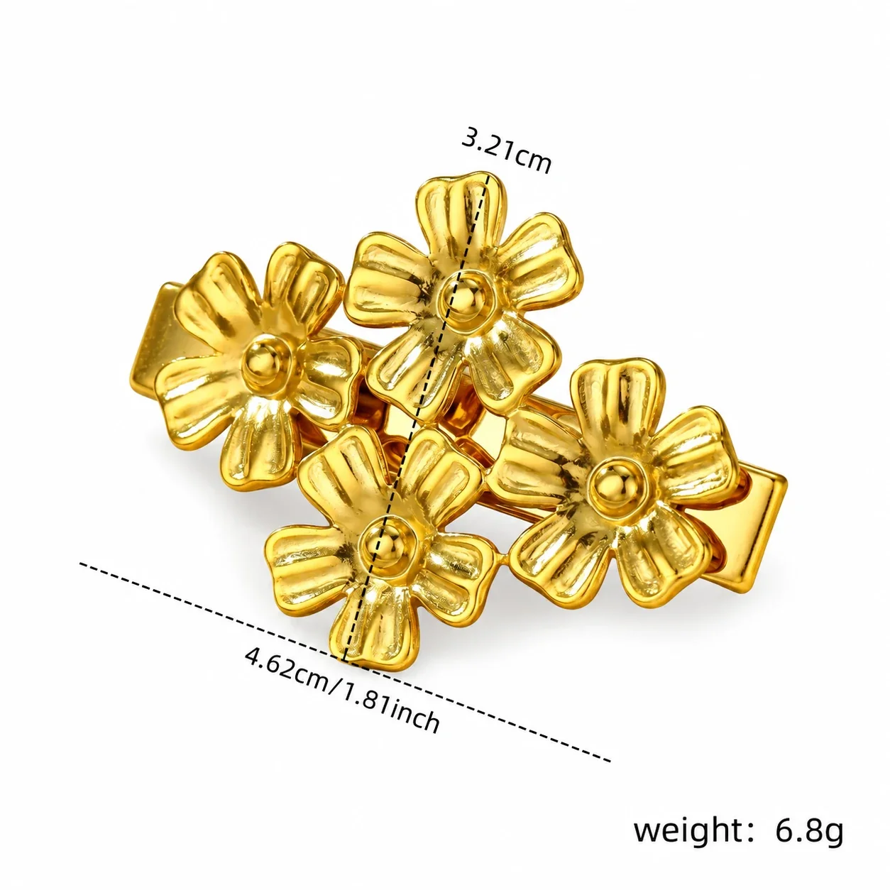 Produktfoto: Flower Hair Clip with Sculpted Petals in 18K Gold-Plated Steel