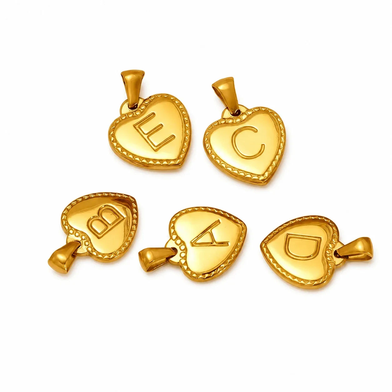Polished Gold-Plated Heart Initial Pendant Necklace
