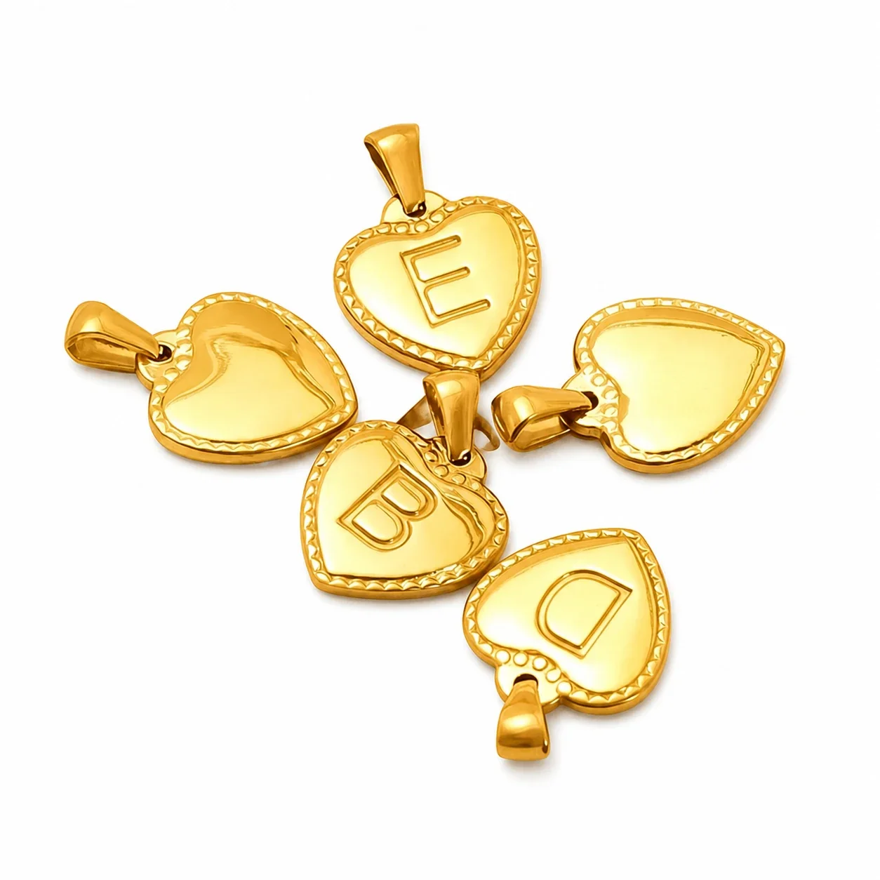 Polished Gold-Plated Heart Initial Pendant Necklace