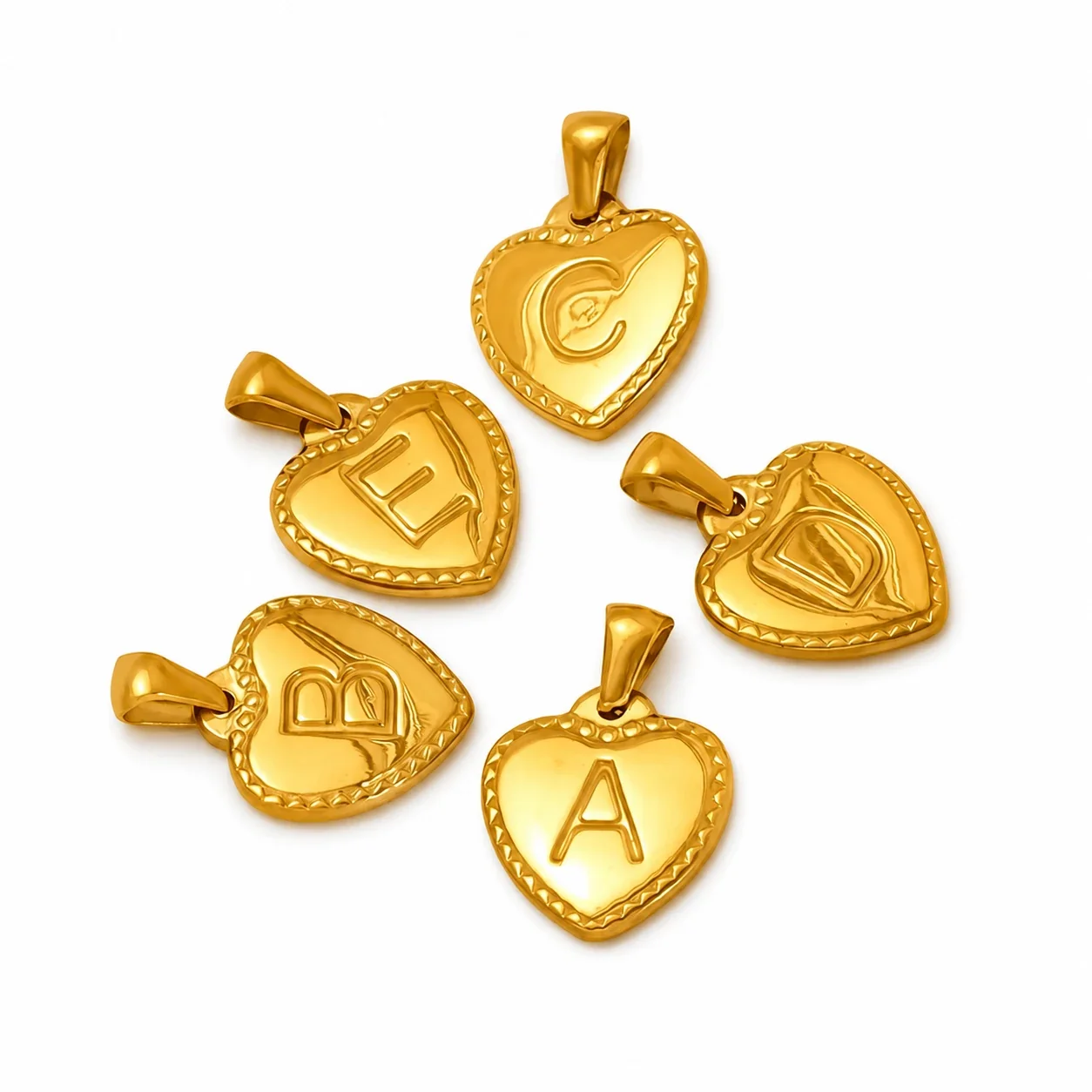 Polished Gold-Plated Heart Initial Pendant Necklace