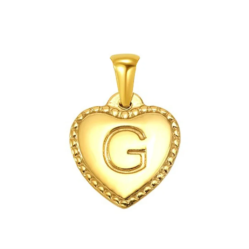 Polished Gold-Plated Heart Initial Pendant Necklace - Gold Initial G