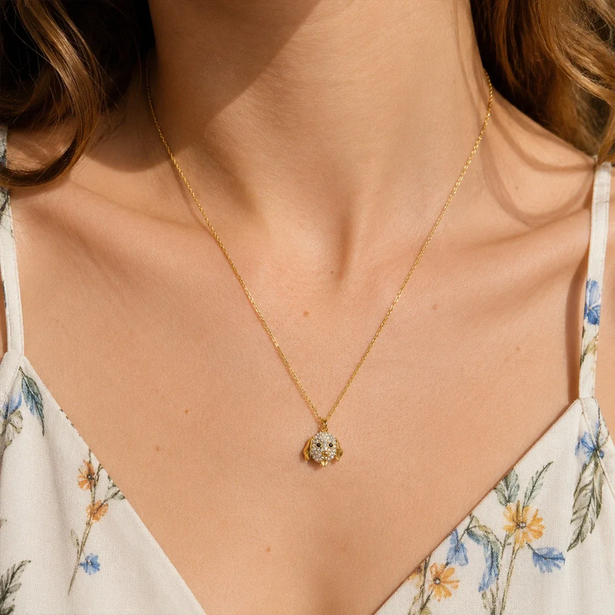 Hondenhangerketting met kristalpavé, 18K verguld productfoto