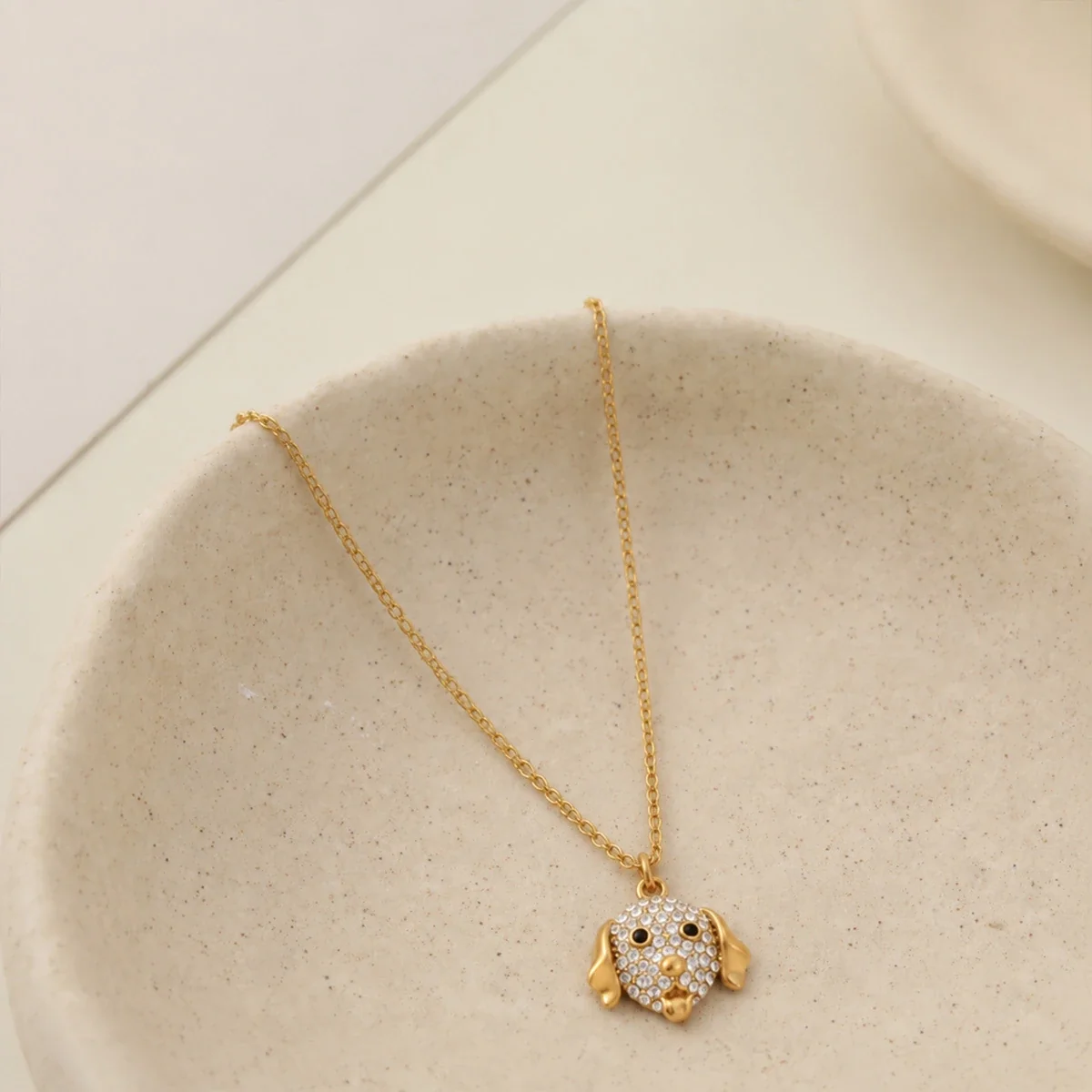 Hondenhangerketting met kristalpavé, 18K verguld productfoto